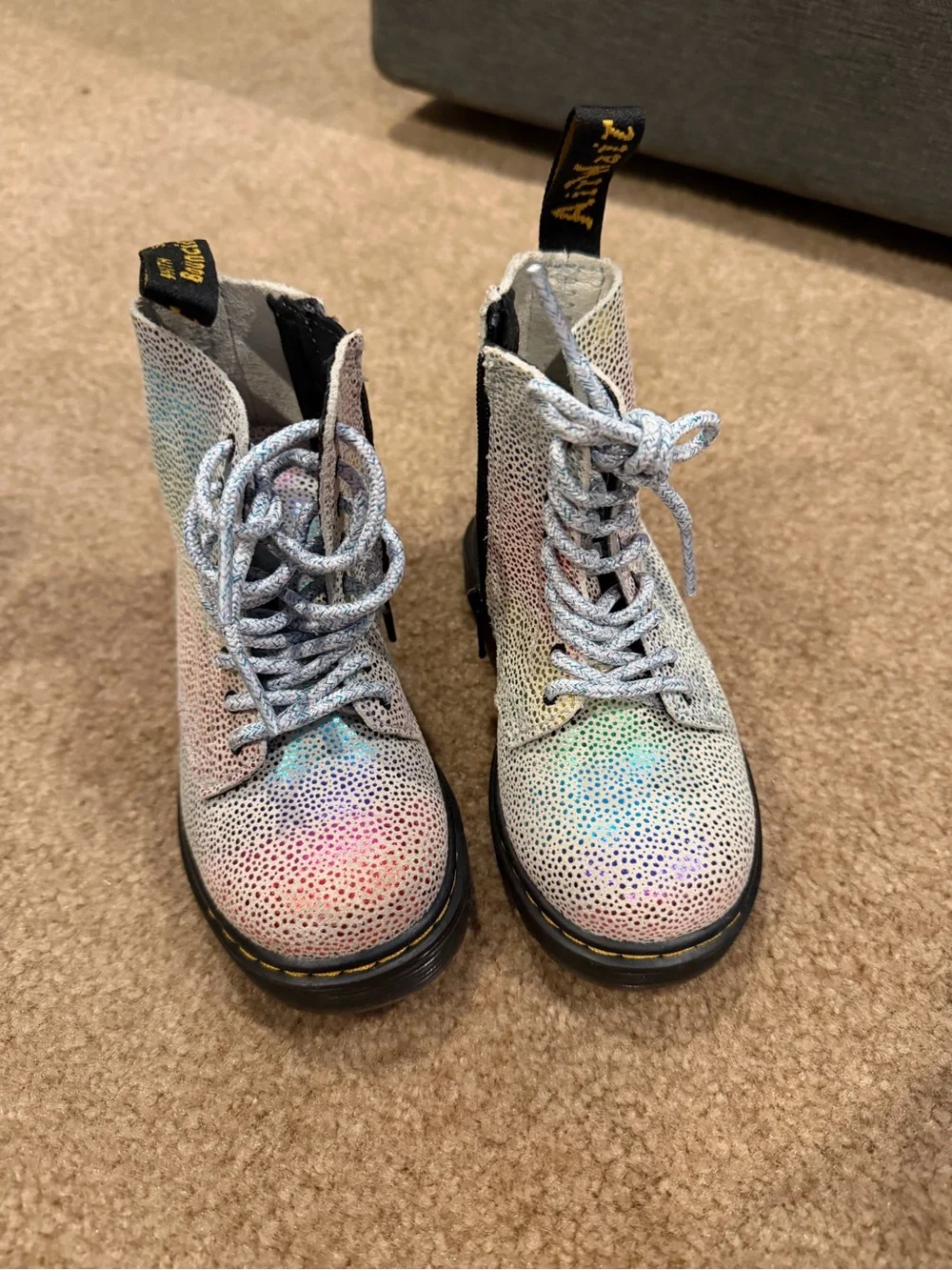 Dr. Martens Kids Iridescent Holographic Lace-Up Boots - Multi